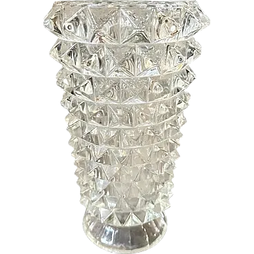 Barovier transparent and rostrato Murano glass vase, 1940s