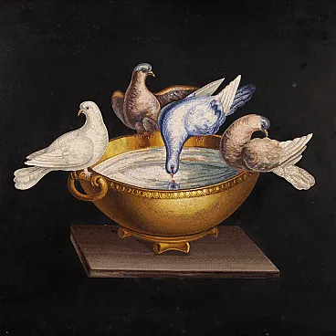 Italian micromosaic with the capitoline doves, 19th century