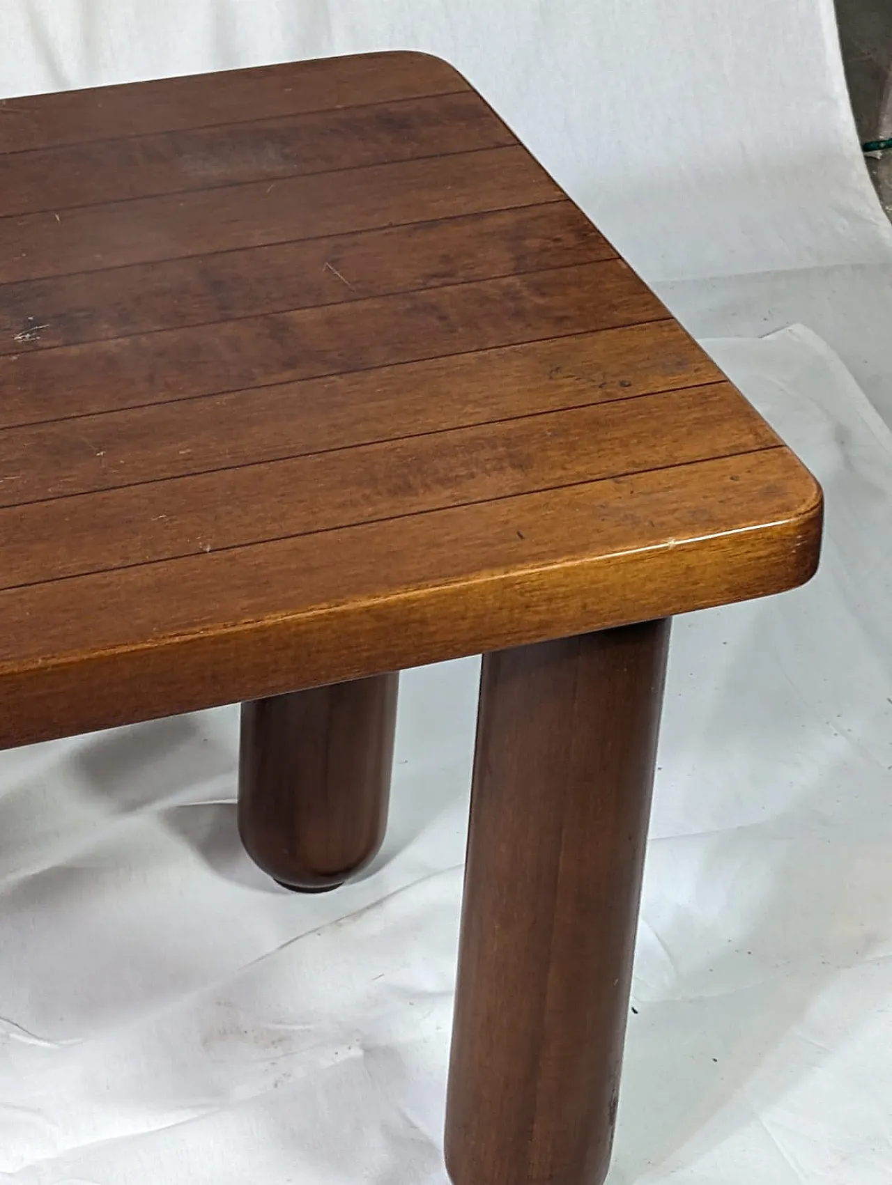 Italian Japandi walnut and ebony bench or coffe table, 60s 2