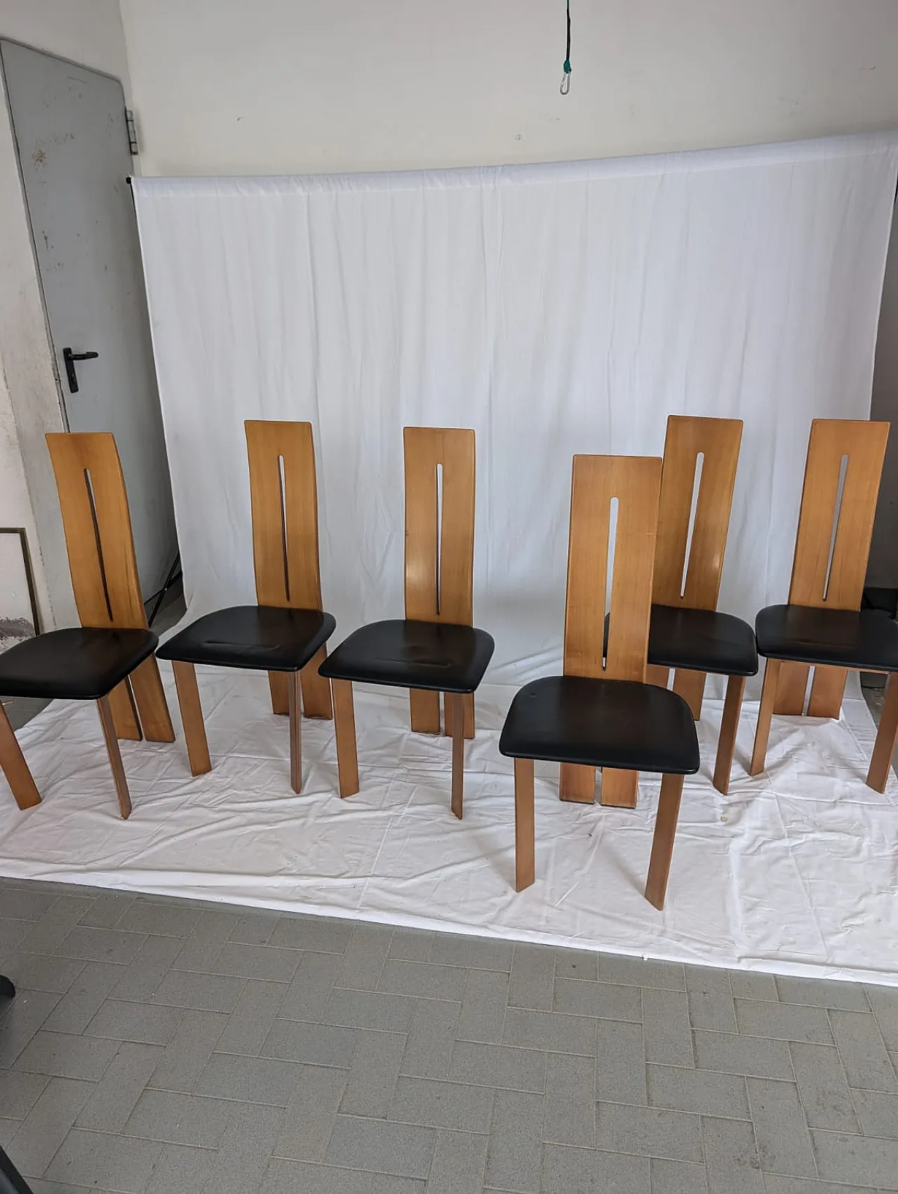 6 chairs by Mario Marenco for Mobilgirgi, 70s 2