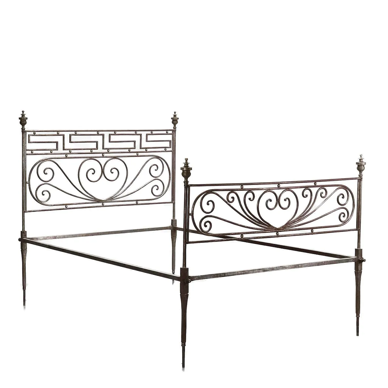 Wrought iron and bronze bed, early 19th century 1