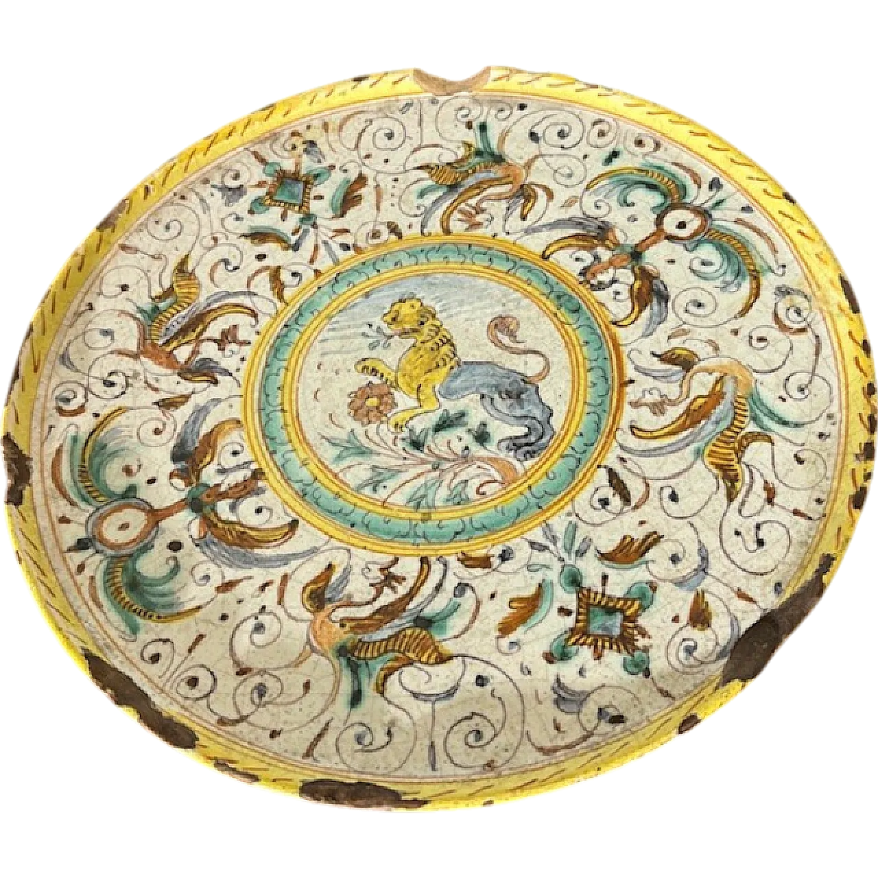 Crespina dish Deruta with lion, 17th century 14