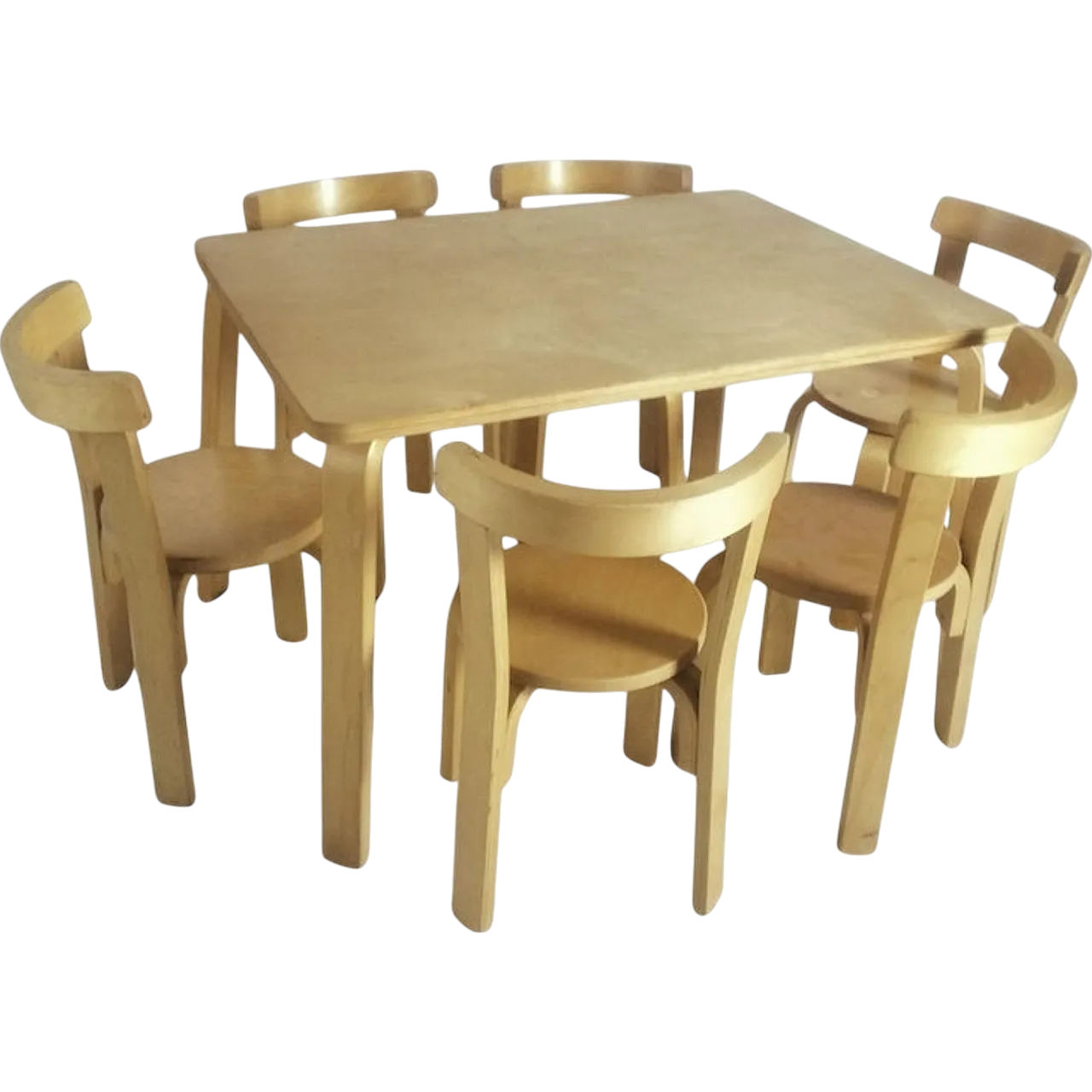 Alvar Aalto Kids Set of 6 Chairs and Table, Artek 1970s 13