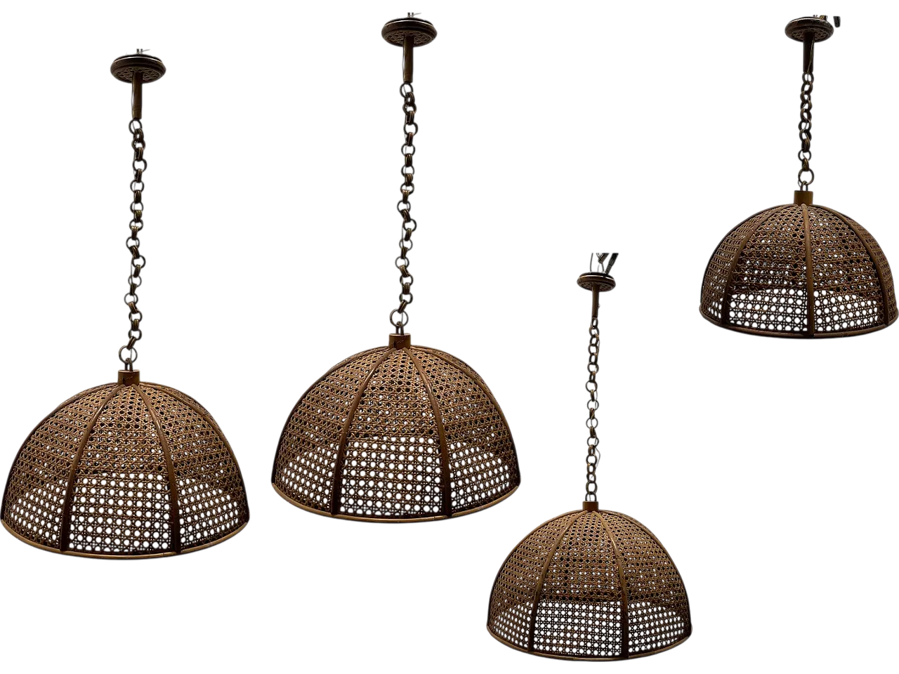 4 Italian Rattan Pendants, 1960s 13