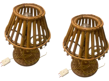 Pair of Rattan Table Lamps, 1960s