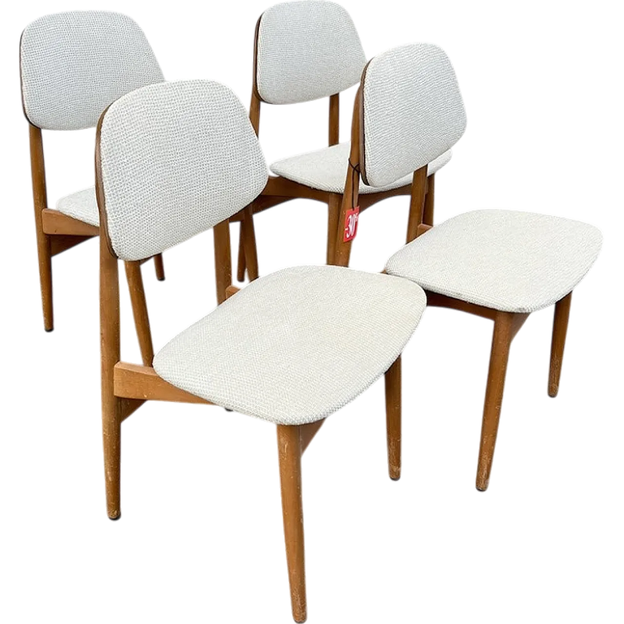 Upholstered Teak Chairs, Italy, 1960s, Set of 4 12