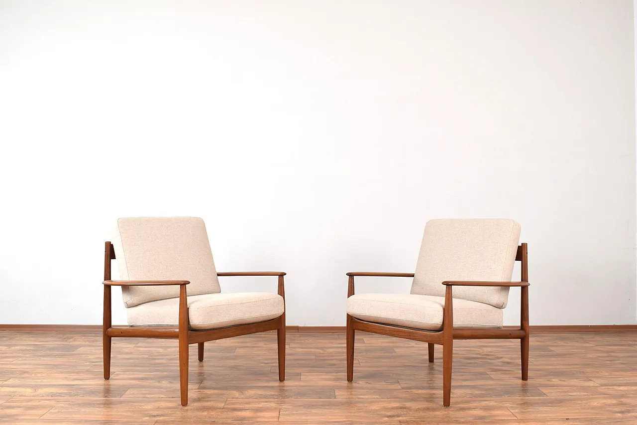 Pair of danish Teak Lounge Chairs by Grete Jalk for France & Son, 60s 1