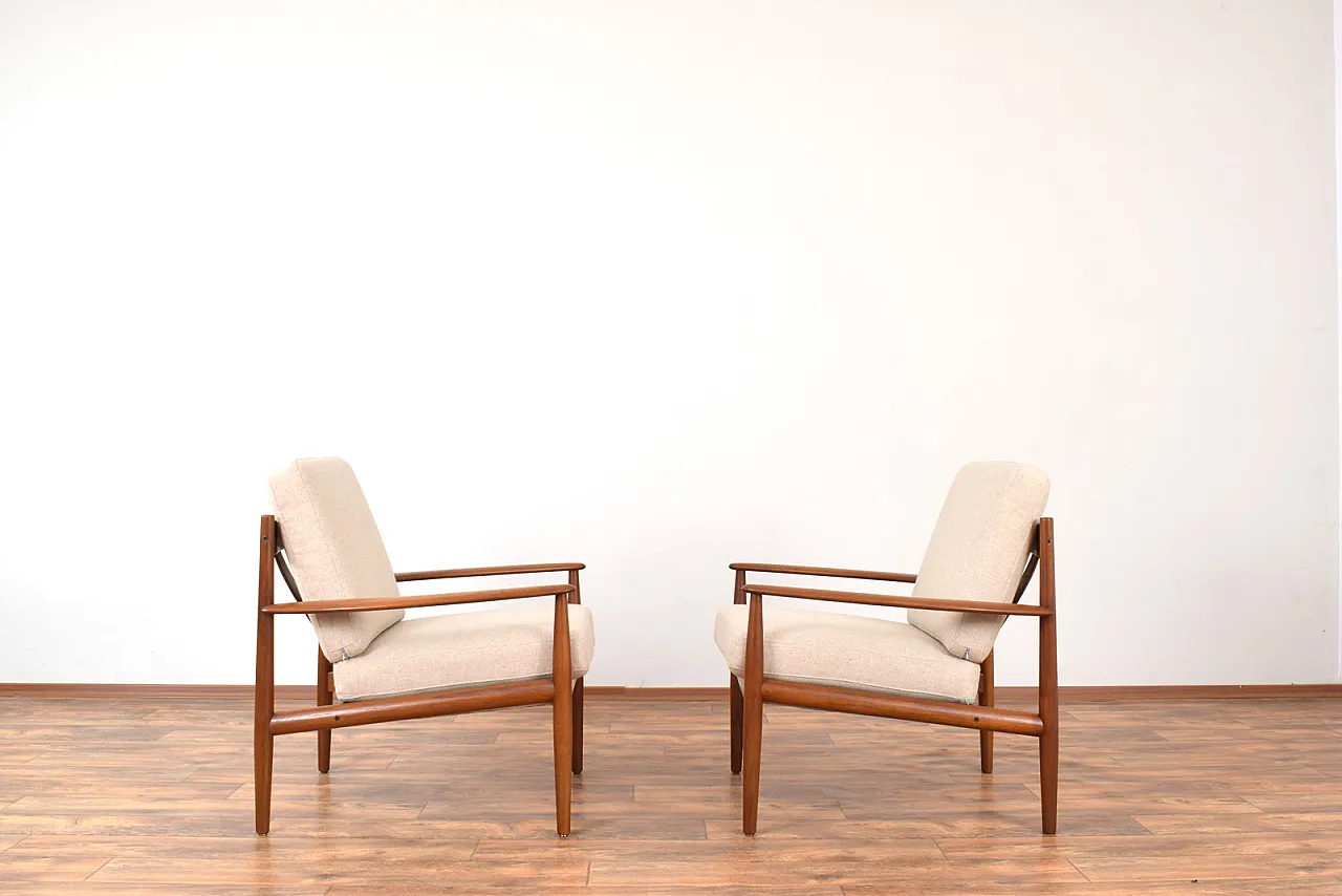 Pair of danish Teak Lounge Chairs by Grete Jalk for France & Son, 60s 2