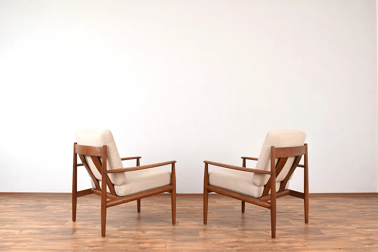 Pair of danish Teak Lounge Chairs by Grete Jalk for France & Son, 60s 4