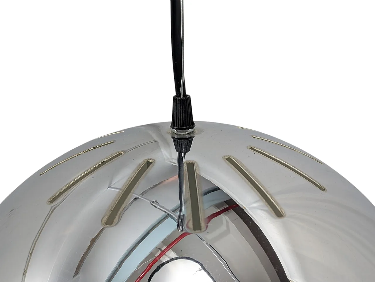 Pair of suspension lamps chromed steel,  70s 2