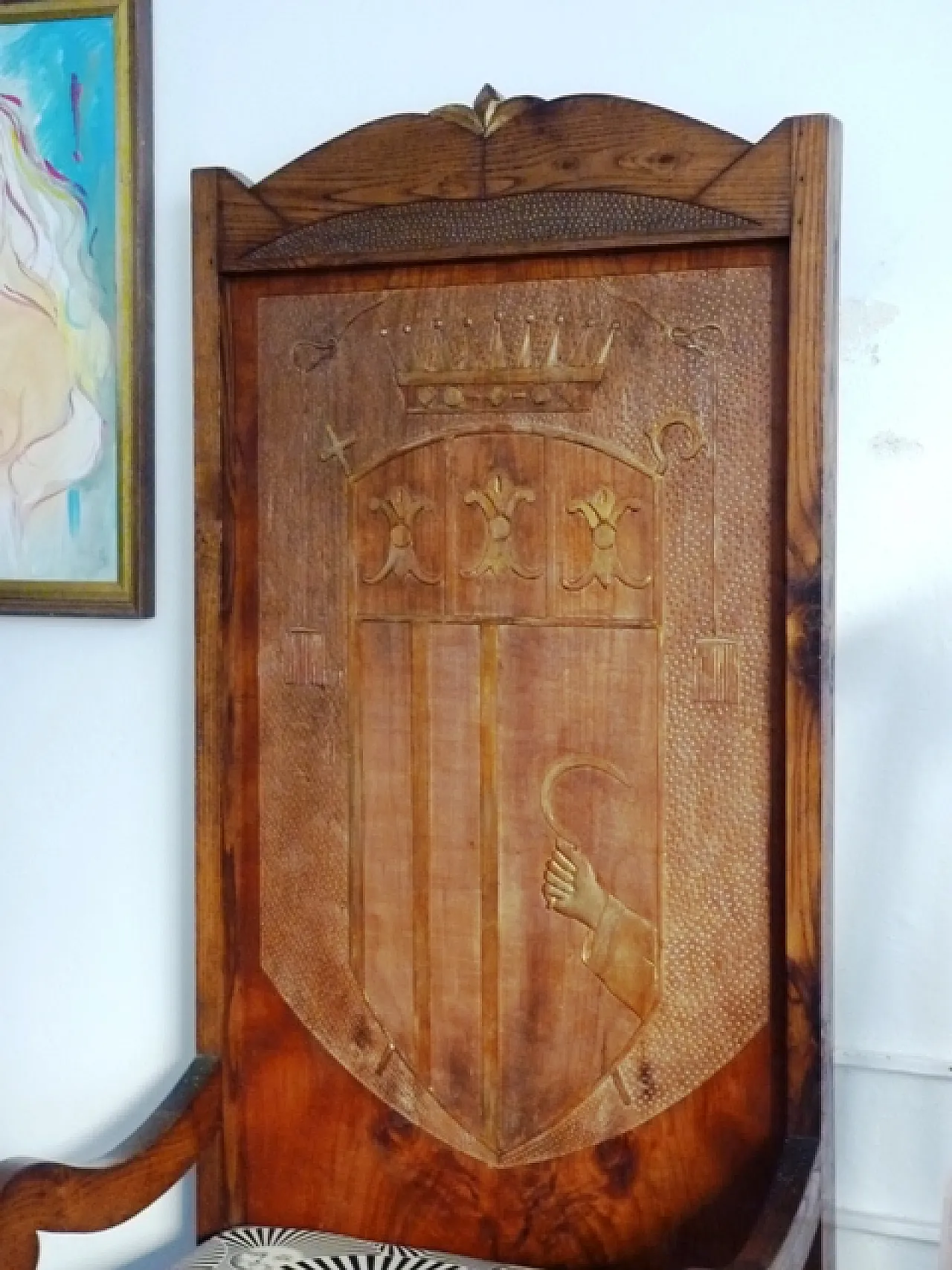 Cardinal's throne in wood with noble coat of arms, 19th century 2