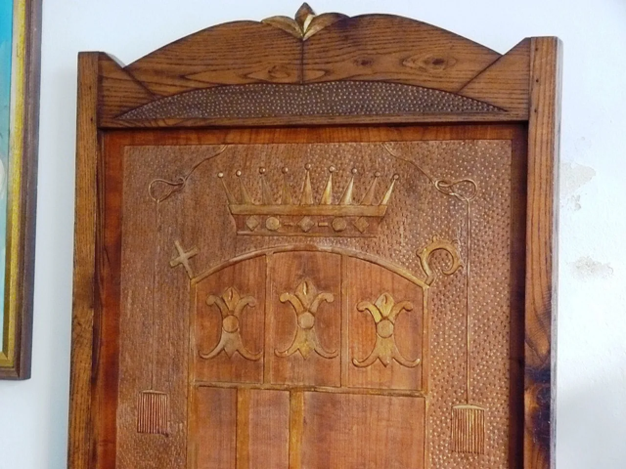 Cardinal's throne in wood with noble coat of arms, 19th century 4