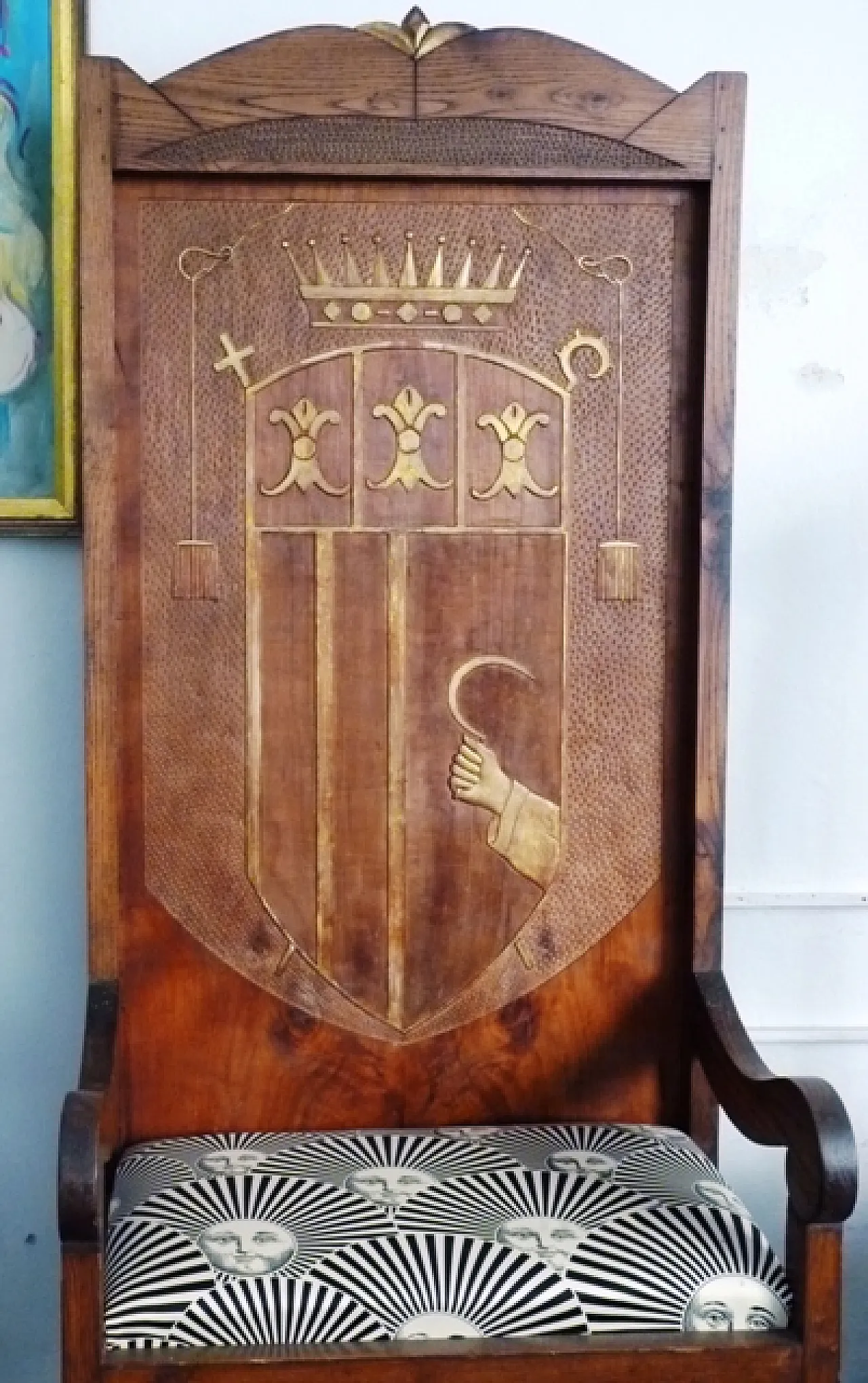 Cardinal's throne in wood with noble coat of arms, 19th century 6