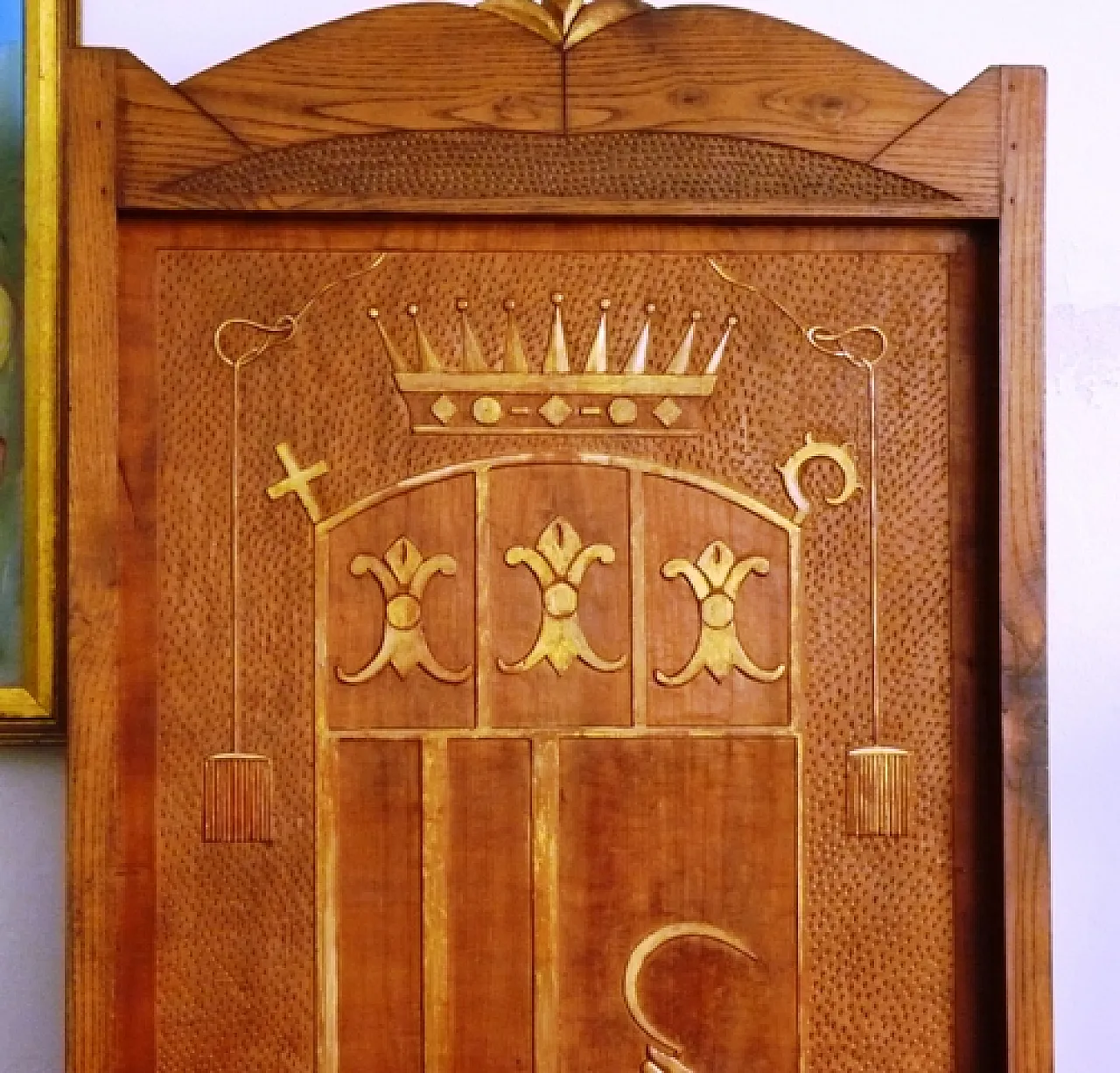 Cardinal's throne in wood with noble coat of arms, 19th century 7