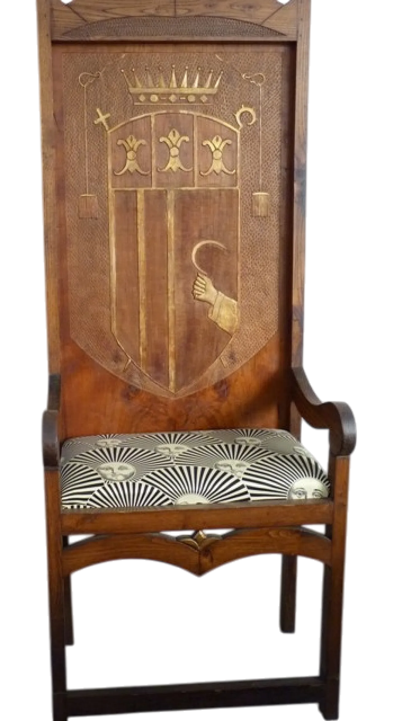 Cardinal's throne in wood with noble coat of arms, 19th century 9