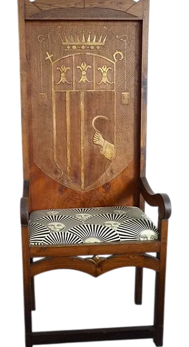 Cardinal's throne in wood with noble coat of arms, 19th century