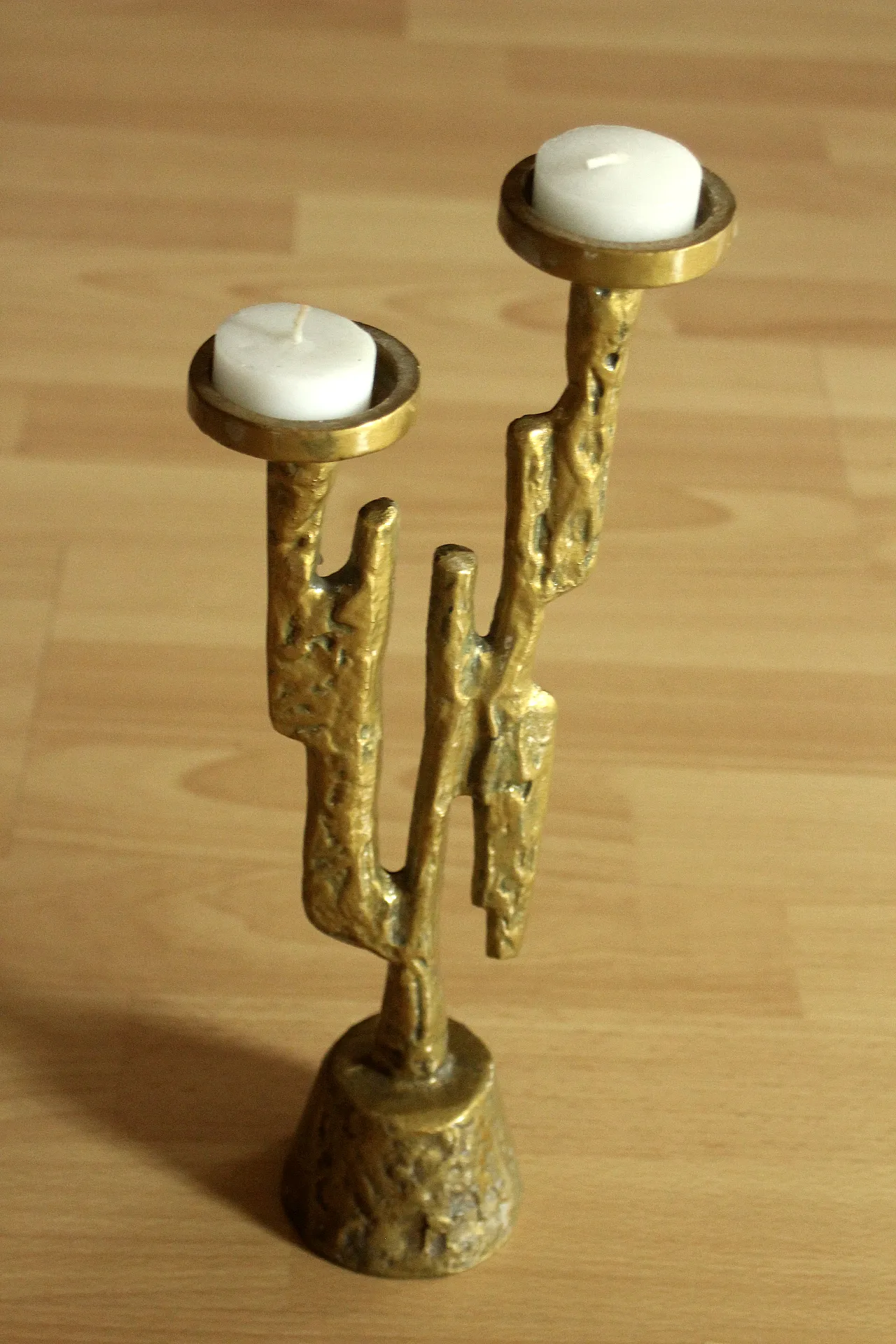 Tealight holder solid brass brutalist style by Horst Dalbeck, 70s 3