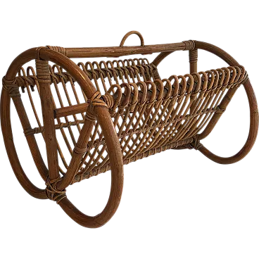 Rattan magazine rack, 1950s