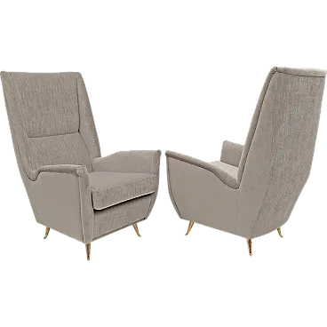 Pair of high-backed armchairs by Gio Ponti, 1950s