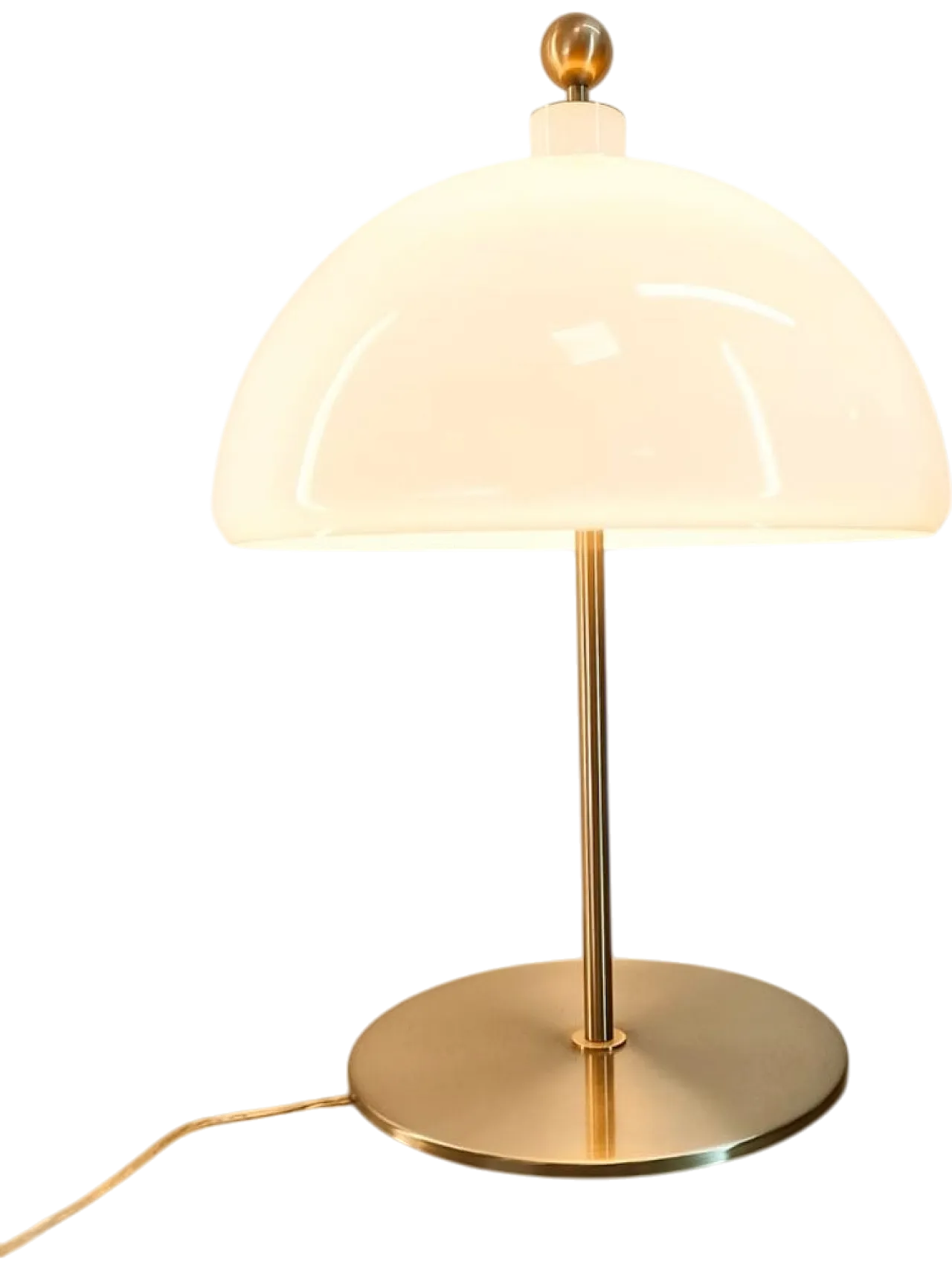 Satin steel lamp with white dome, 1980s 11