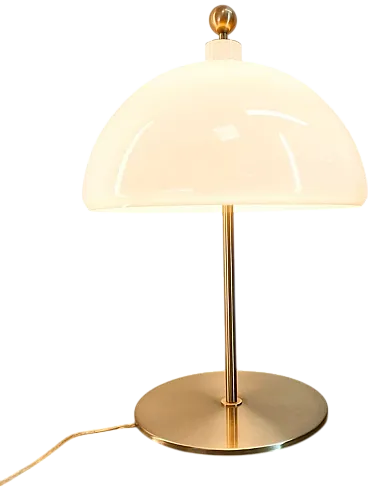 Satin steel lamp with white dome, 1980s