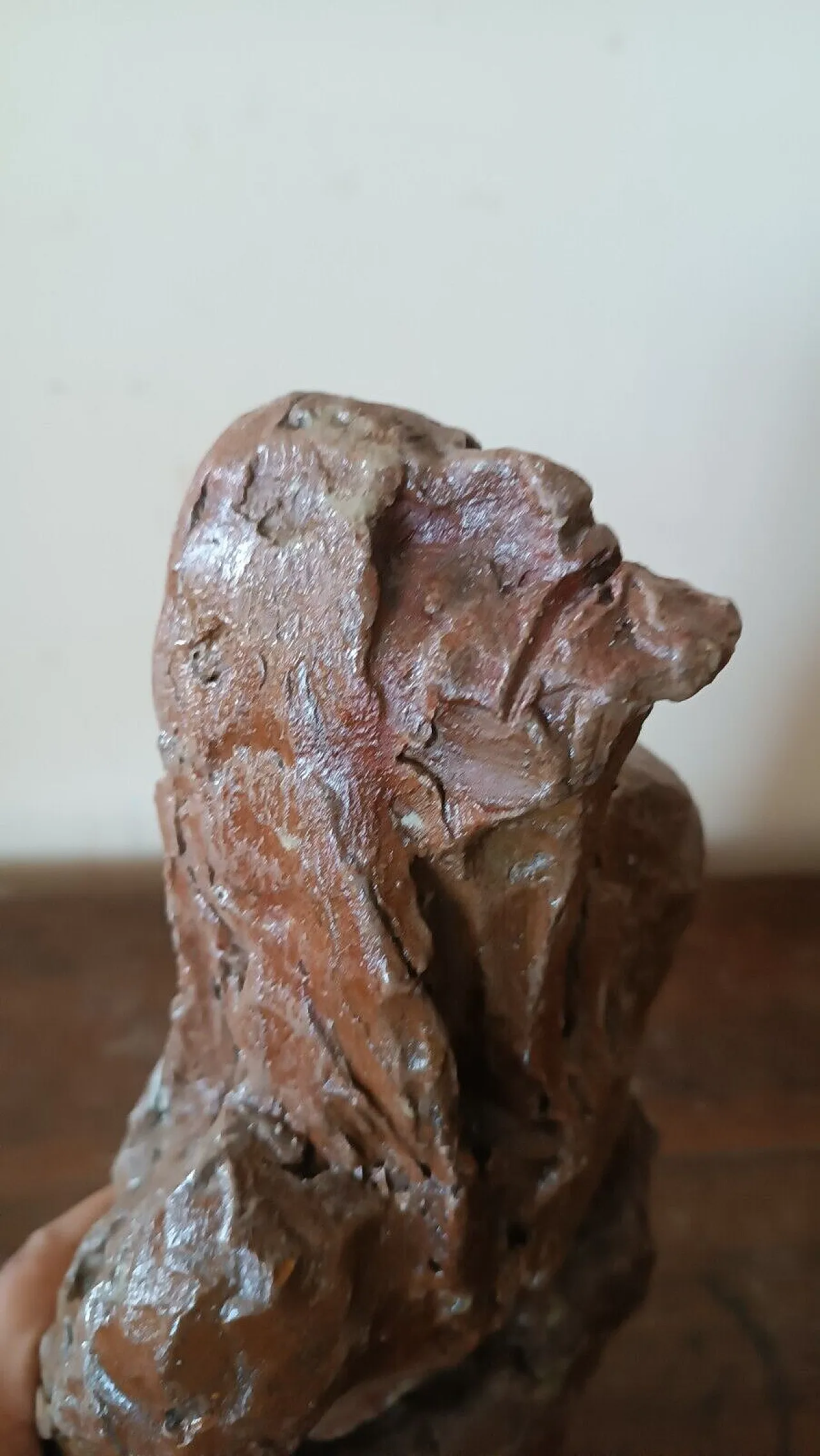 Scultura astratta figura femminile in terra cruda, fine '900 11