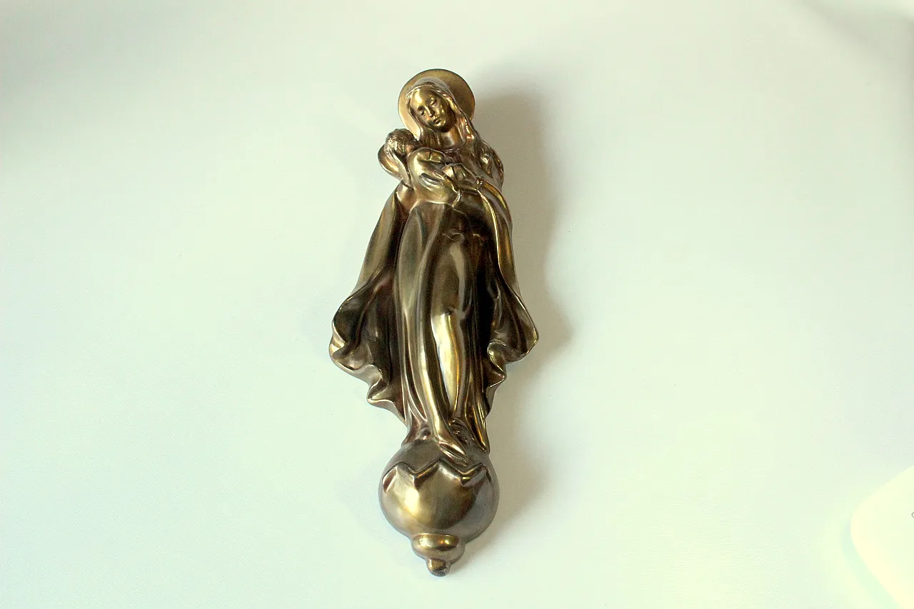 Brass sculpture Mother of God with Child, 1950s 1