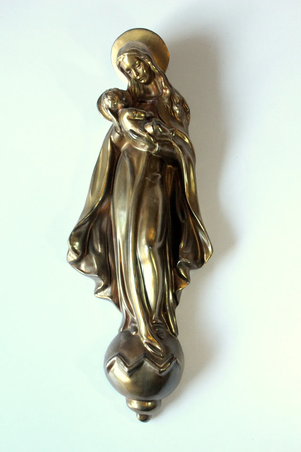 Brass sculpture Mother of God with Child, 1950s 2