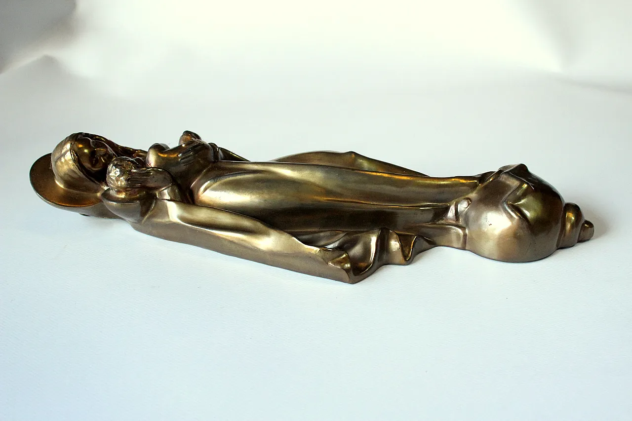 Brass sculpture Mother of God with Child, 1950s 3