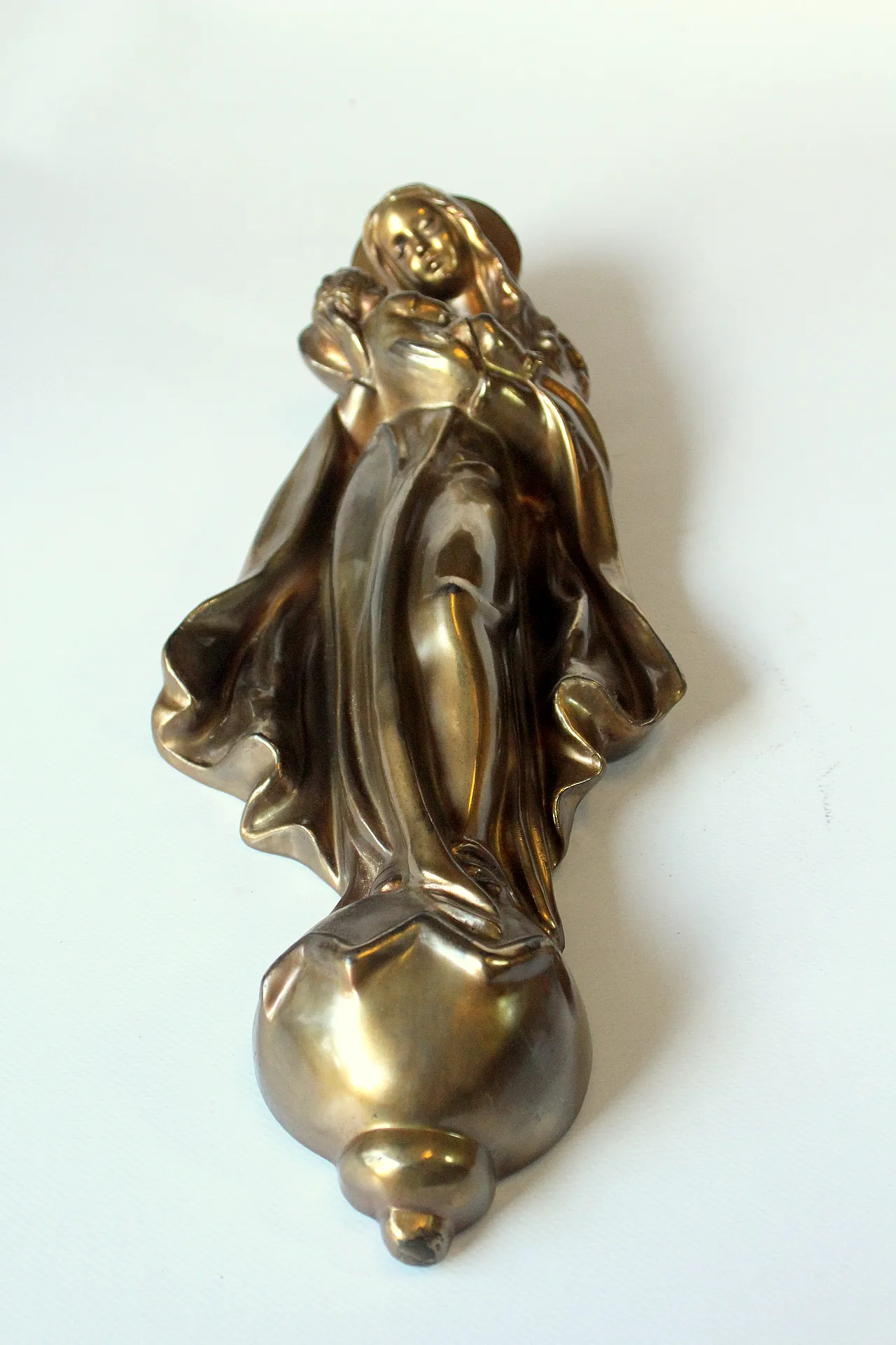 Brass sculpture Mother of God with Child, 1950s 6