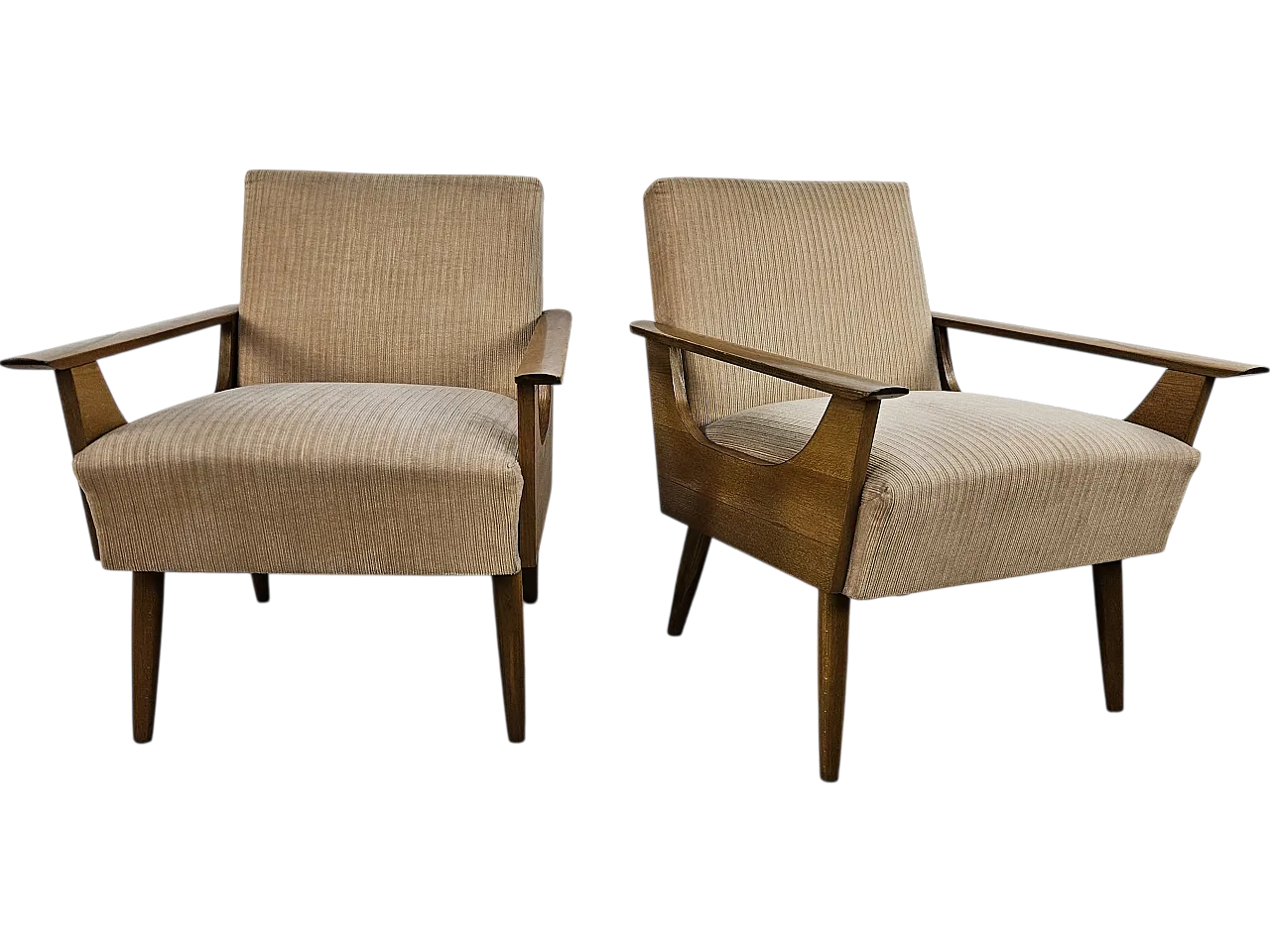 Pair of armchairs in beech, 50s 20