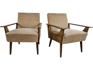 Pair of armchairs in beech, 50s