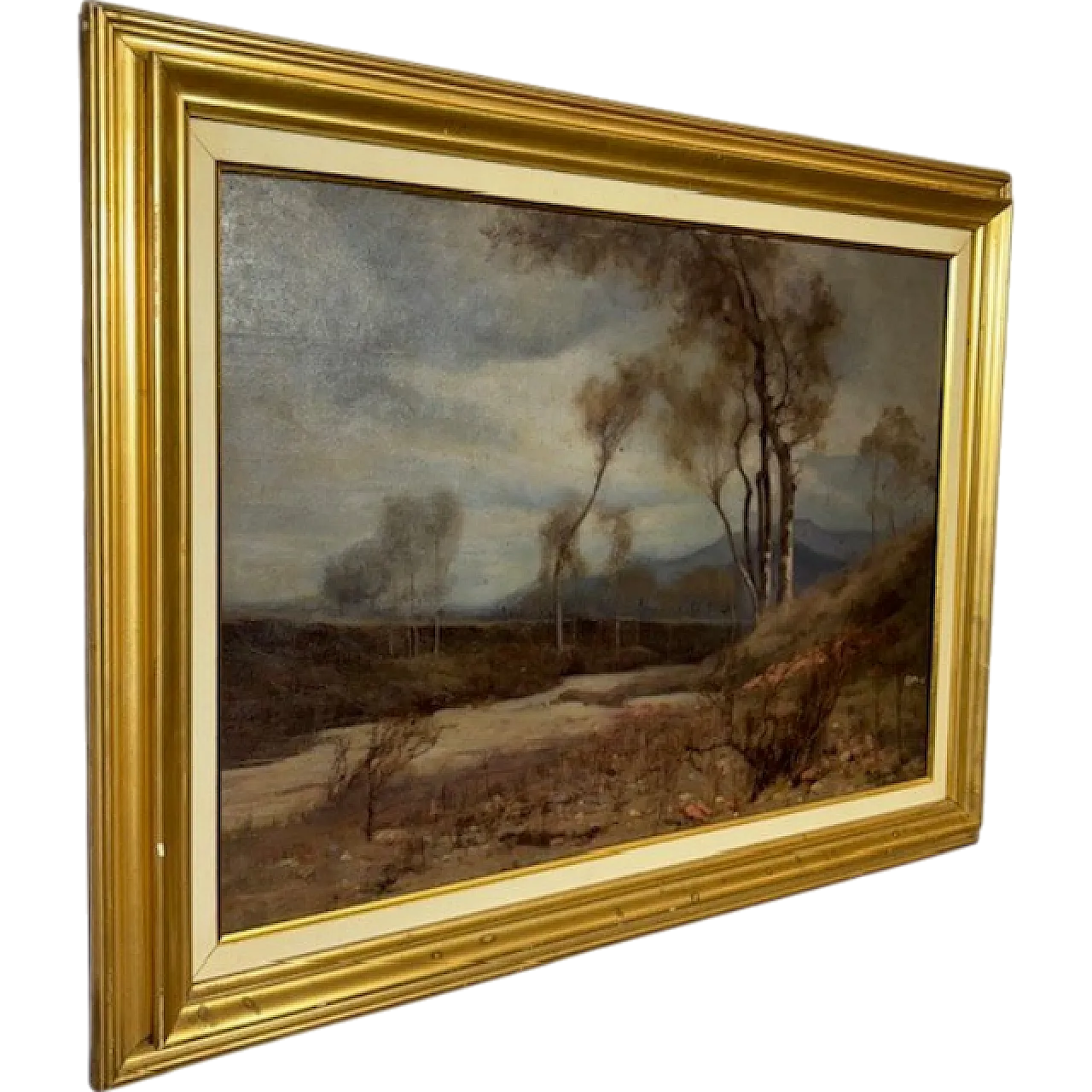 Painting landscape oil on table Alberto Cibrario Turin, 1910 11