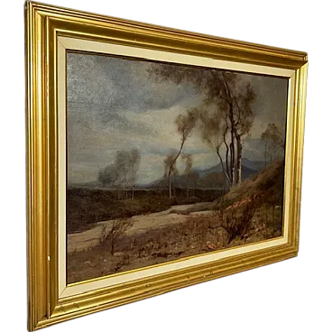 Painting landscape oil on table Alberto Cibrario Turin, 1910