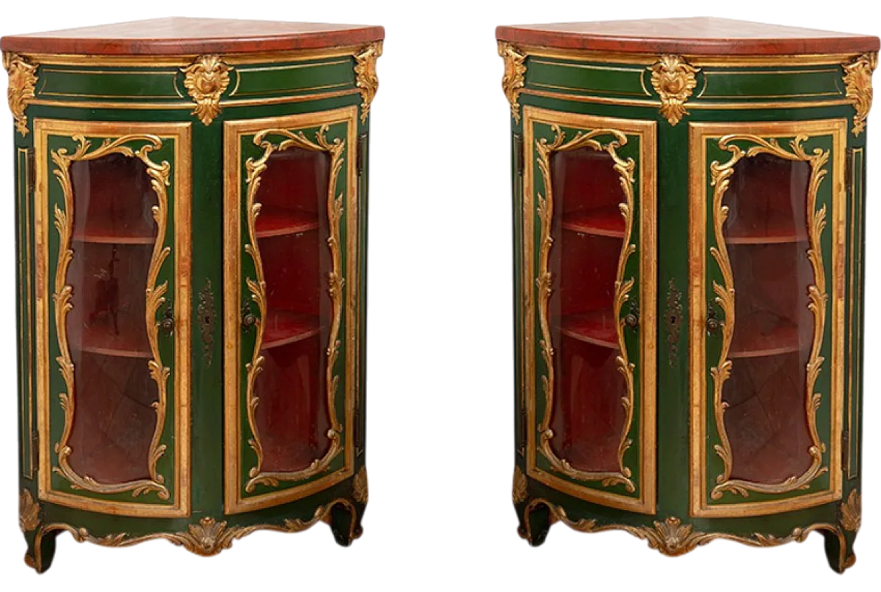 Pair of angoliera Napoleon III French in wood, 19th century 5