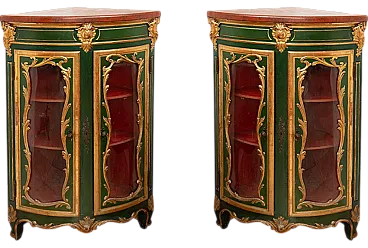 Pair of angoliera Napoleon III French in wood, 19th century