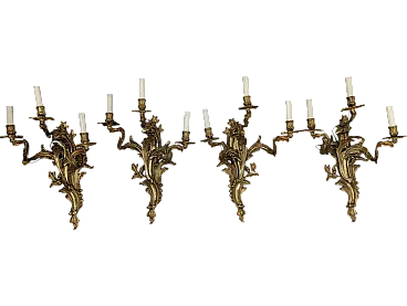 4 bronze bronze appliques in Rococo, 19th century