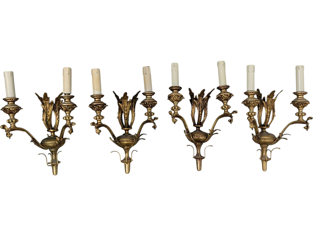 4 applique 2 golden bronze lights in Rococo style, 19th century 6