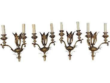 4 applique 2 golden bronze lights in Rococo style, 19th century