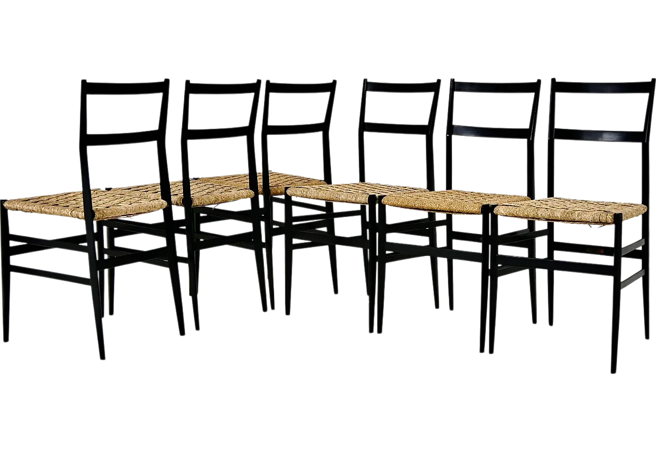 6 "Superleggera" Chairs by Gio Ponti for Cassina, 1950s 14