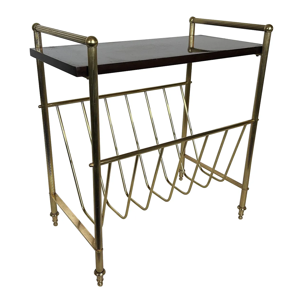 Mahogany and brass magazine rack by Maison Jansen, 1940s 1