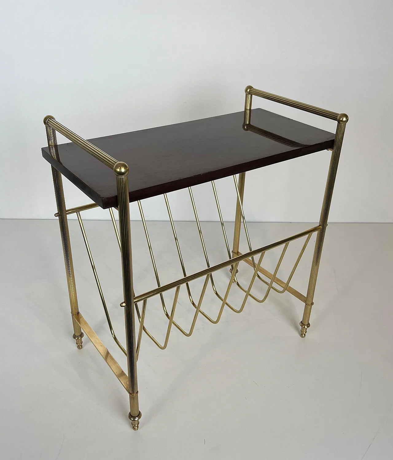 Mahogany and brass magazine rack by Maison Jansen, 1940s 2