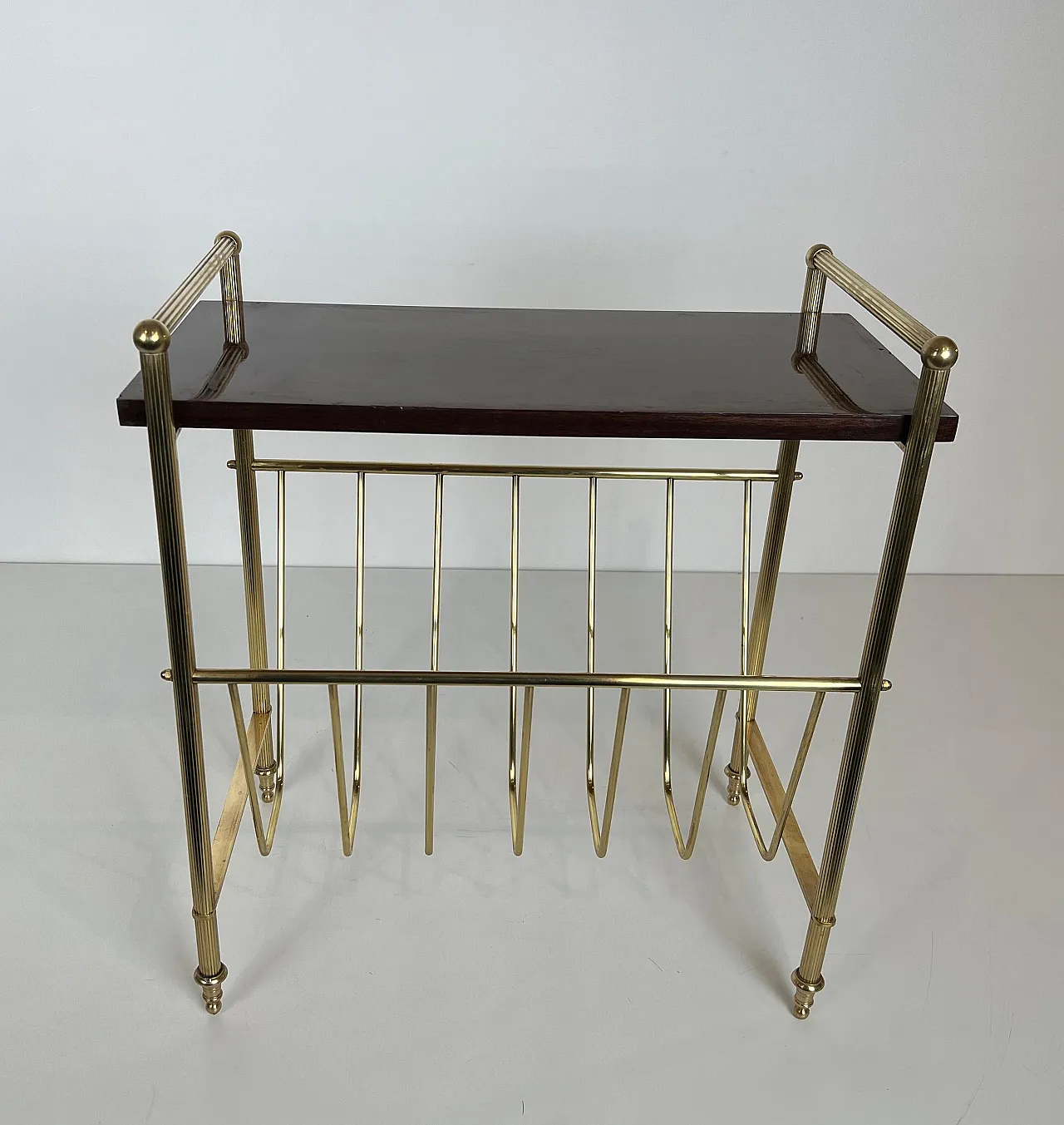 Mahogany and brass magazine rack by Maison Jansen, 1940s 3