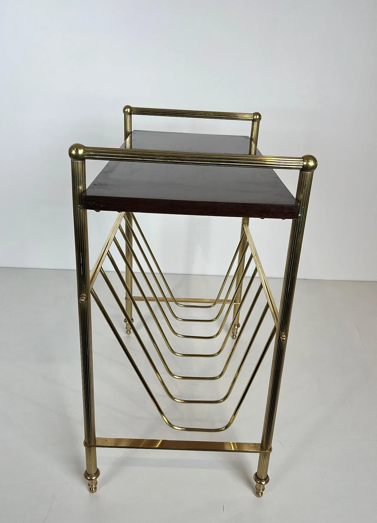 Mahogany and brass magazine rack by Maison Jansen, 1940s 5