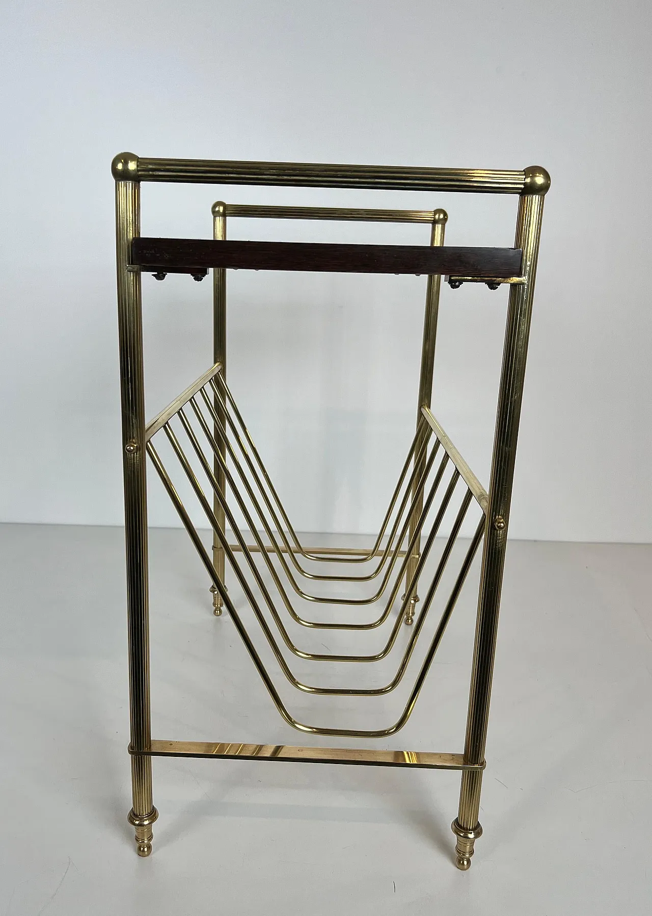 Mahogany and brass magazine rack by Maison Jansen, 1940s 6