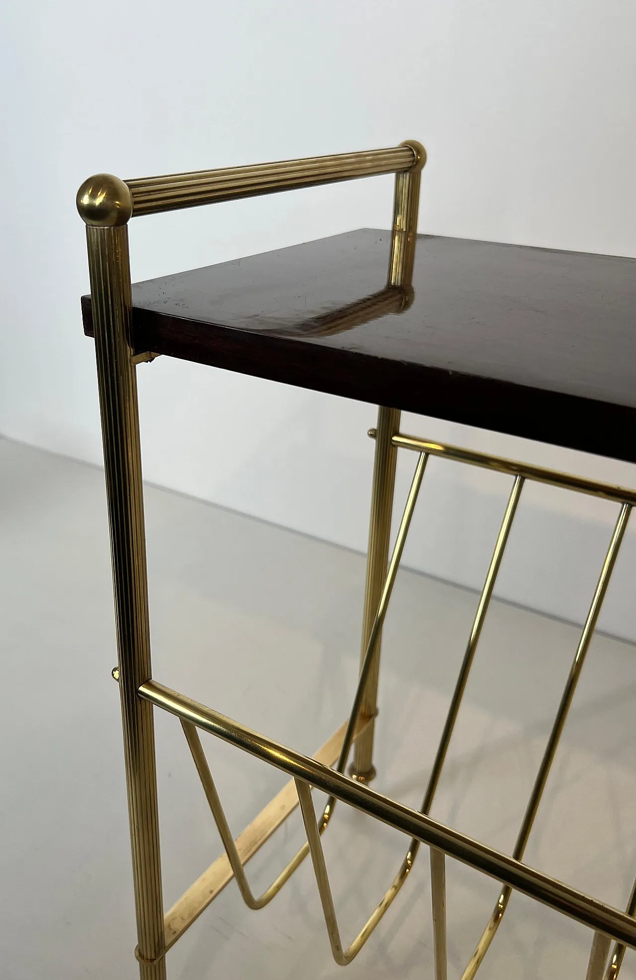 Mahogany and brass magazine rack by Maison Jansen, 1940s 7