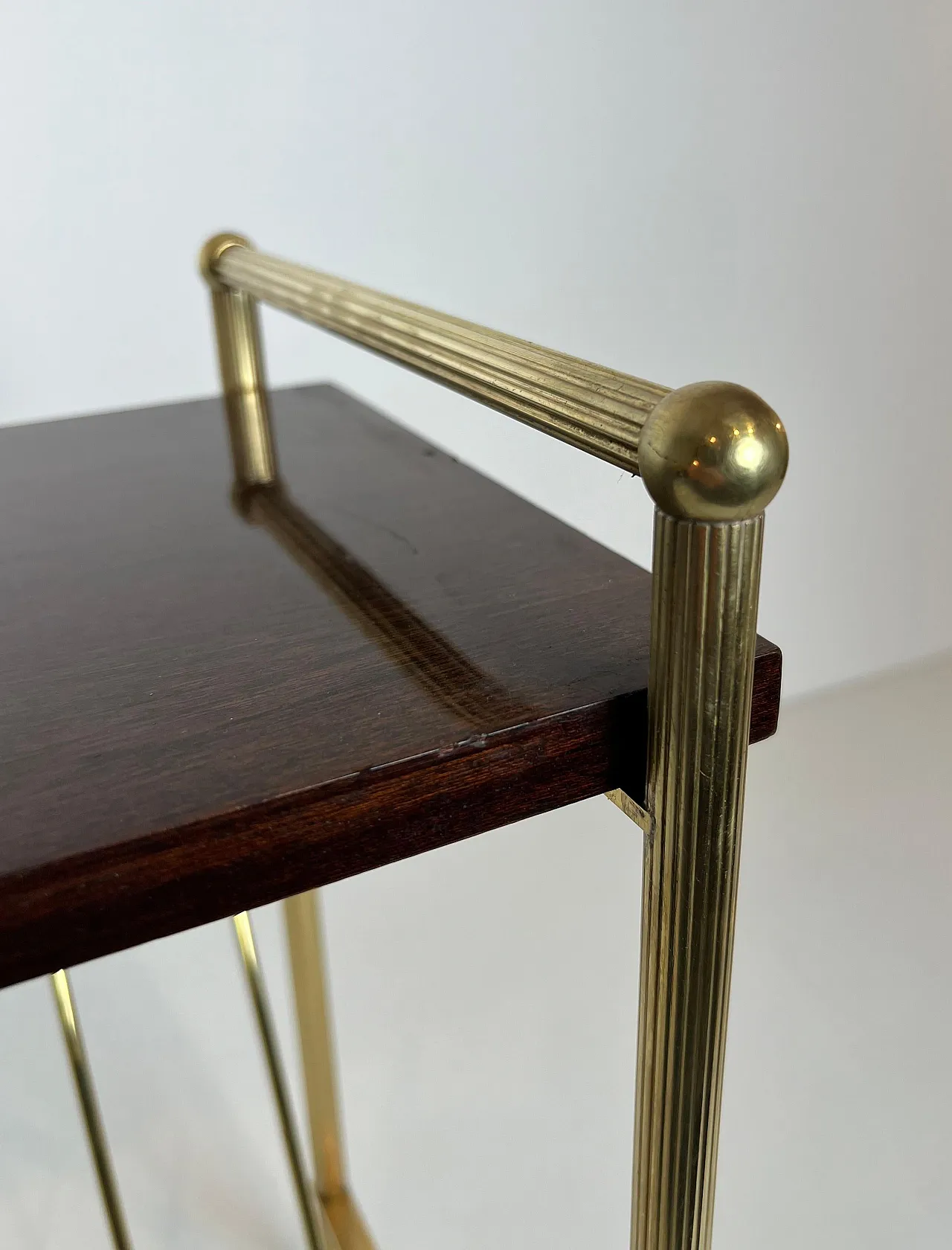 Mahogany and brass magazine rack by Maison Jansen, 1940s 8