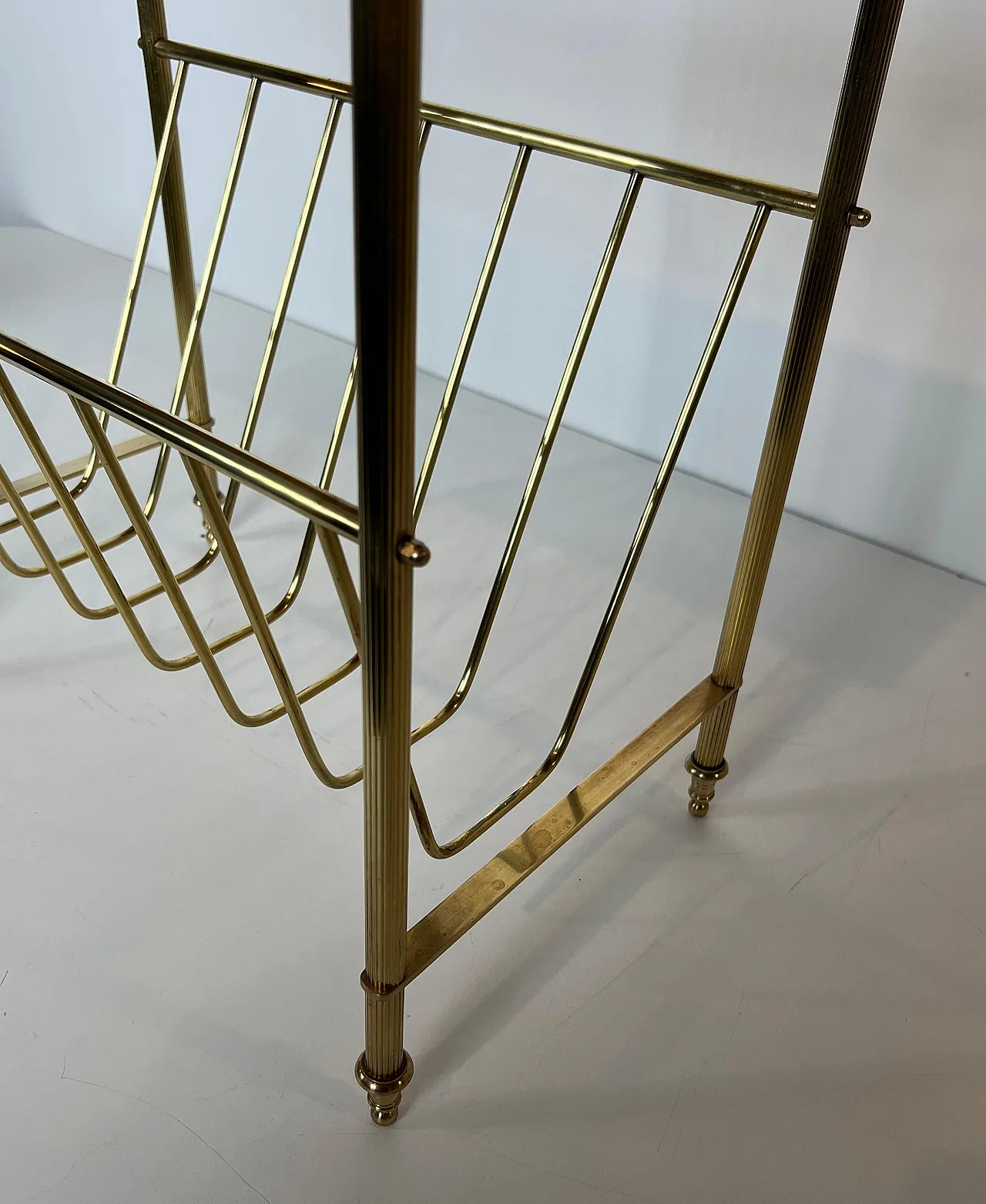 Mahogany and brass magazine rack by Maison Jansen, 1940s 10