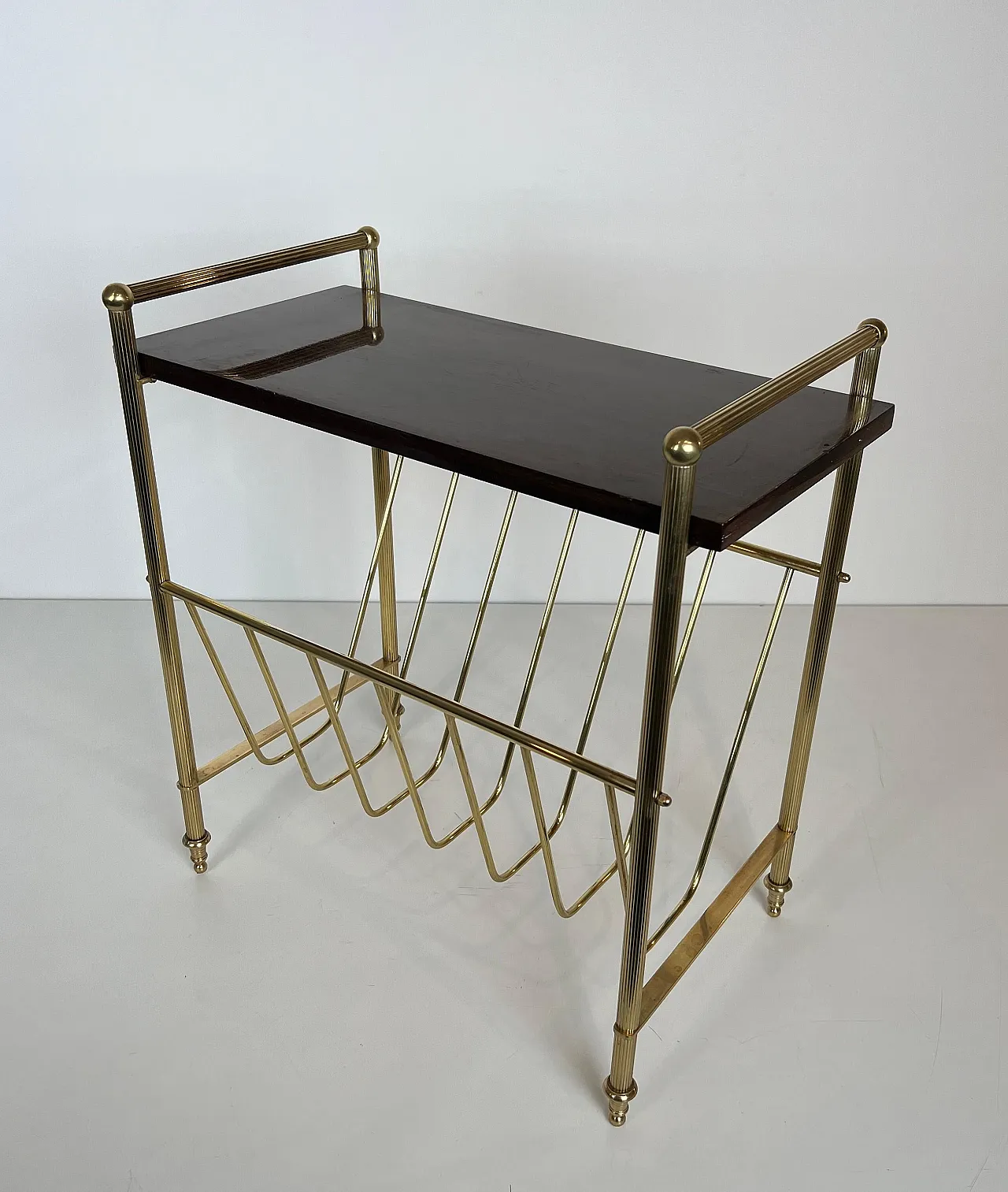 Mahogany and brass magazine rack by Maison Jansen, 1940s 13