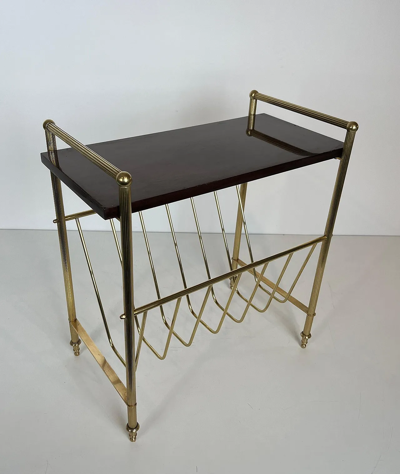 Mahogany and brass magazine rack by Maison Jansen, 1940s 14